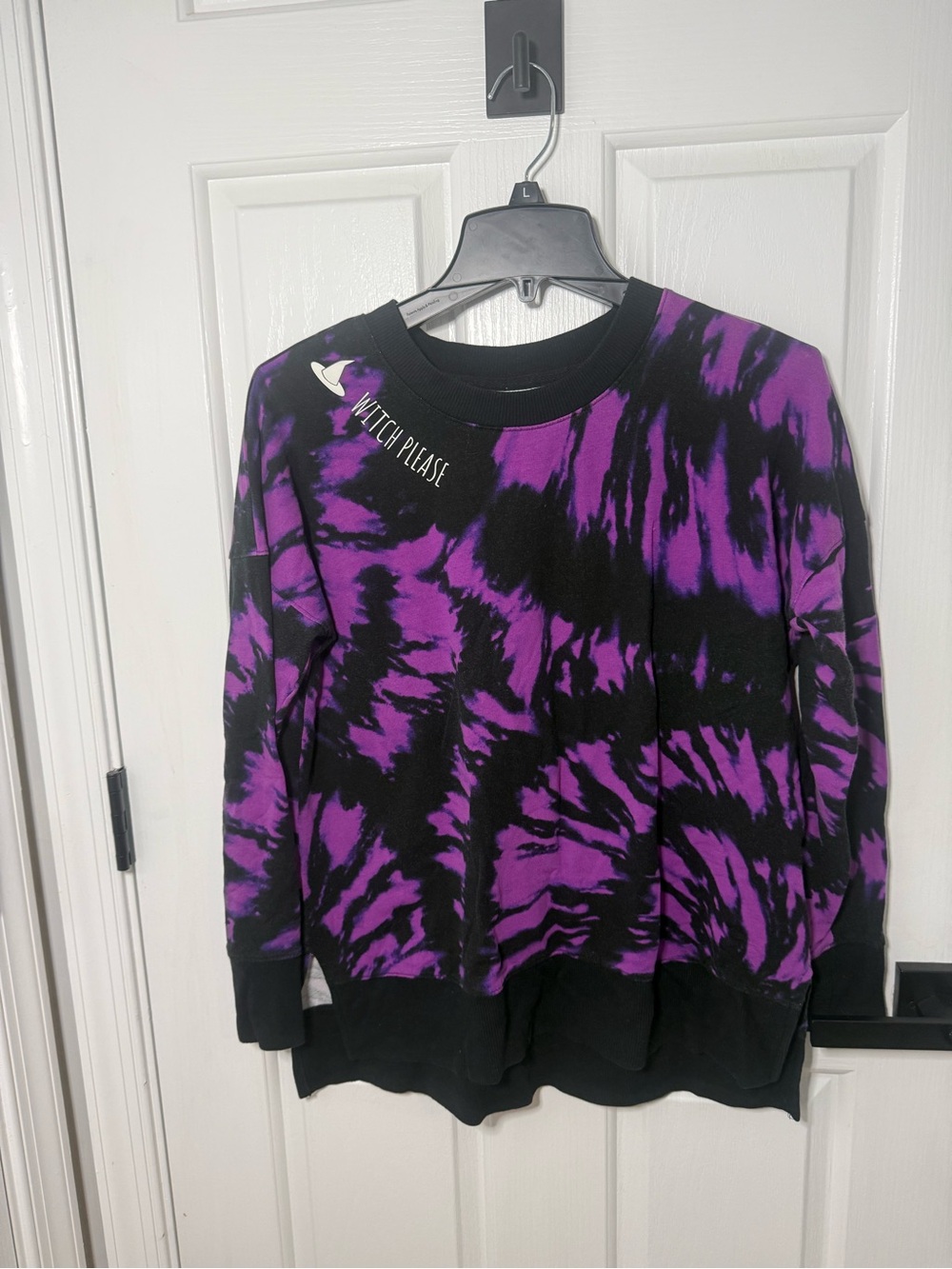 LuLaRoe Purple & Black Tie-Dye Crewneck Sweatshirt